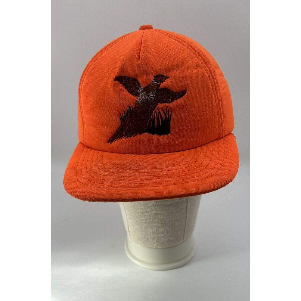 Vintage Duck Bay Pheasant Blaze Safety Orange Snapback Hat Cap Hunt